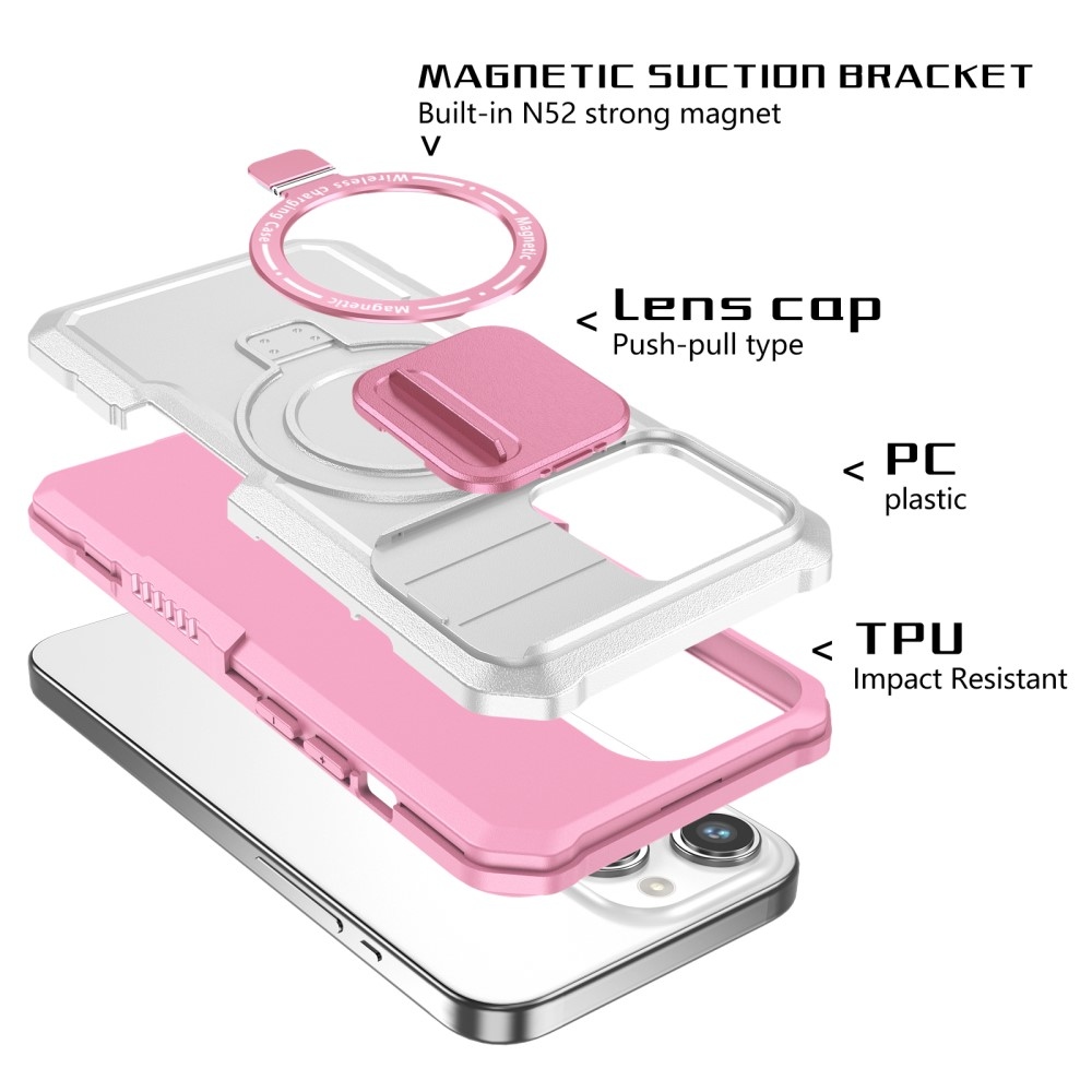 Katonai tartós védőburkolat MagSafe-vel iPhone 14 Pro Max készülékhez - rózsaszín/fehér