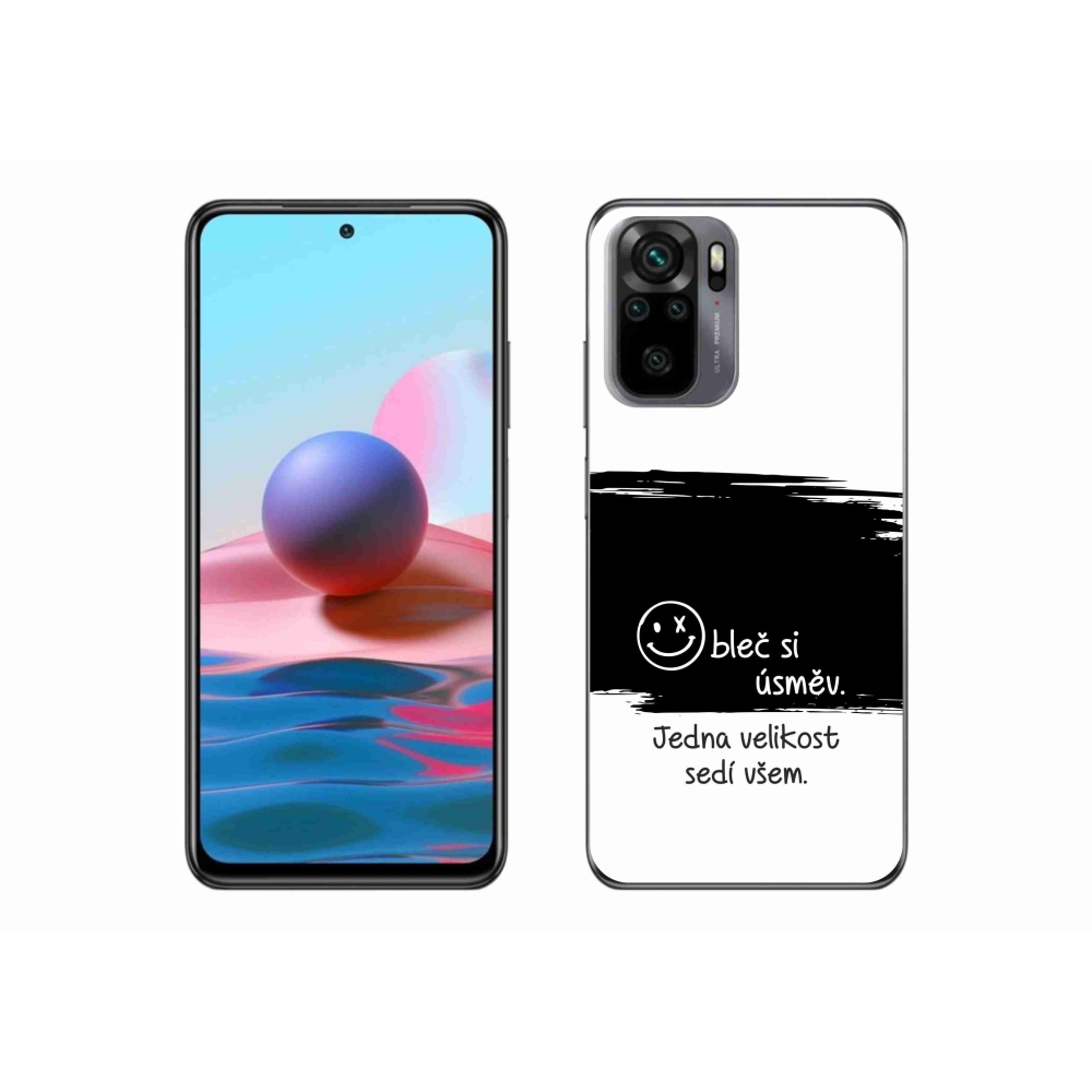 Gél borító mmCase a Xiaomi Redmi Note 10S számára - vicces szöveg 8 fekete és fehér háttérrel