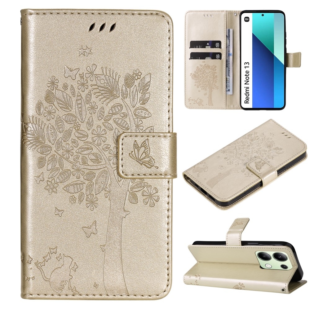 Fák könyv tok Xiaomi Redmi Note 13-hoz - arany színben