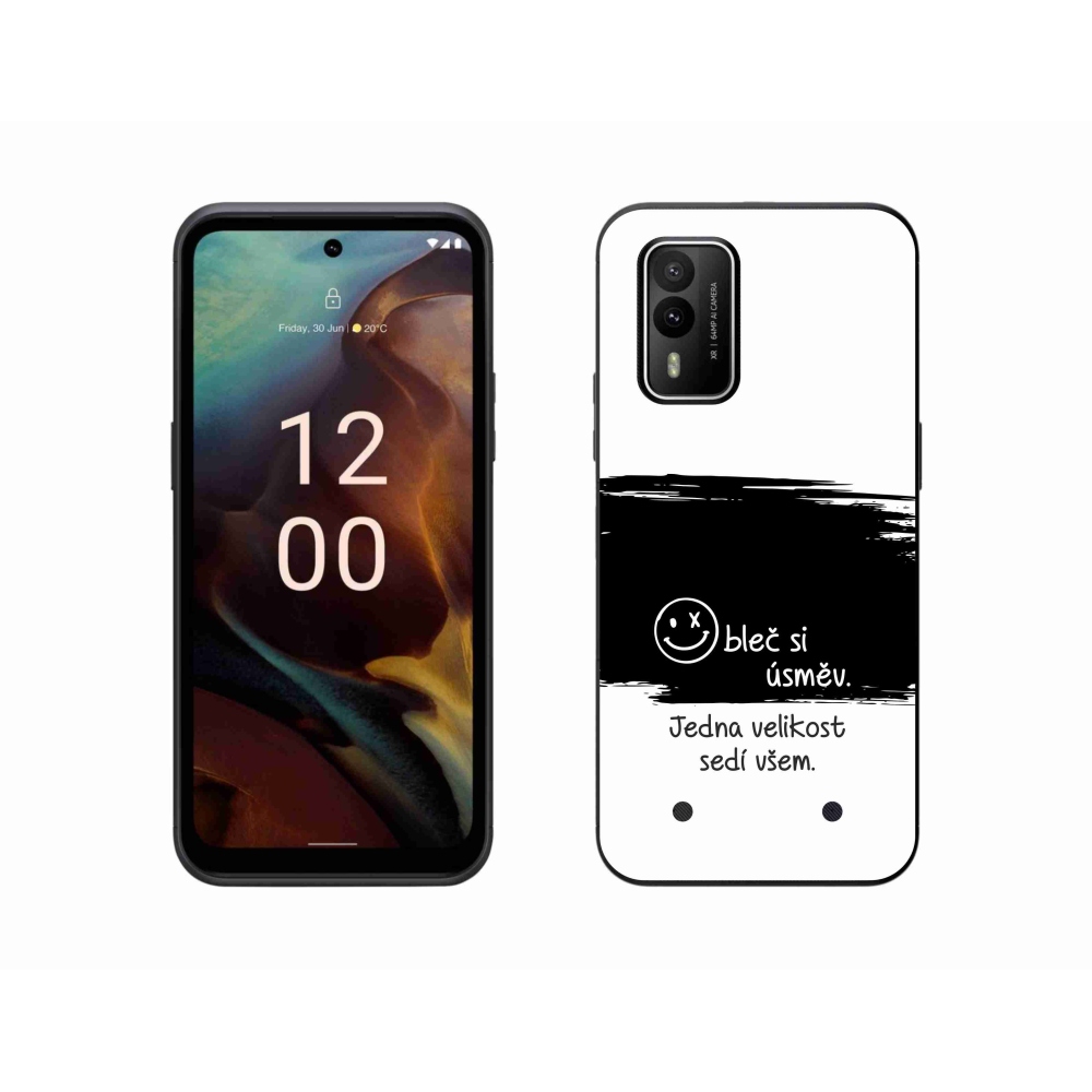 Zselés borító mmCase a Nokia XR21 készülékhez - vicces szöveg 8 fekete és fehér háttérrel