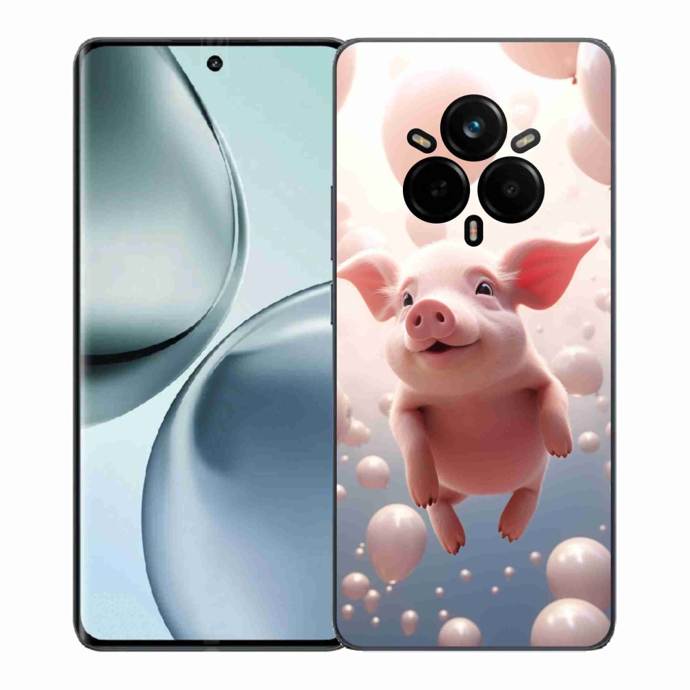 Gél borítás mmCase a Realme 14 Pro+ 5G számára - malacka lufikkal