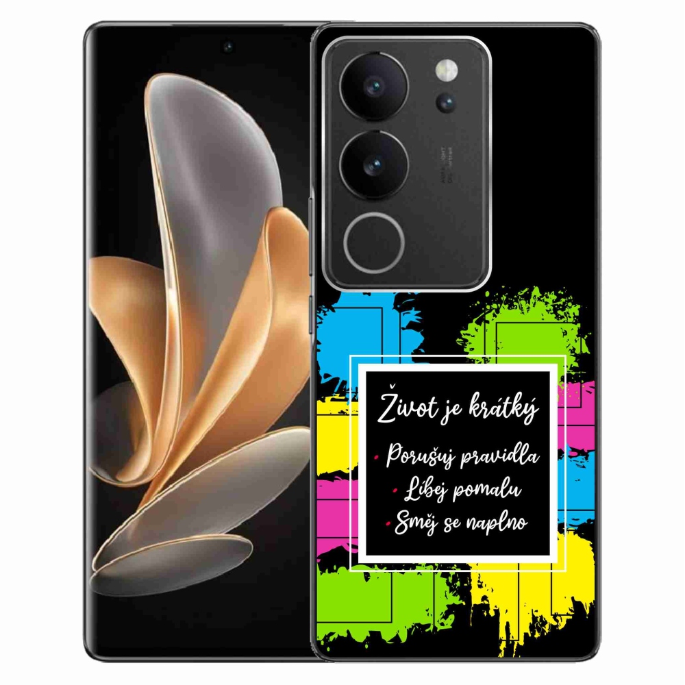 Gél borítás mmCase a Vivo V29 5G-n - Idézet 5 fekete háttér