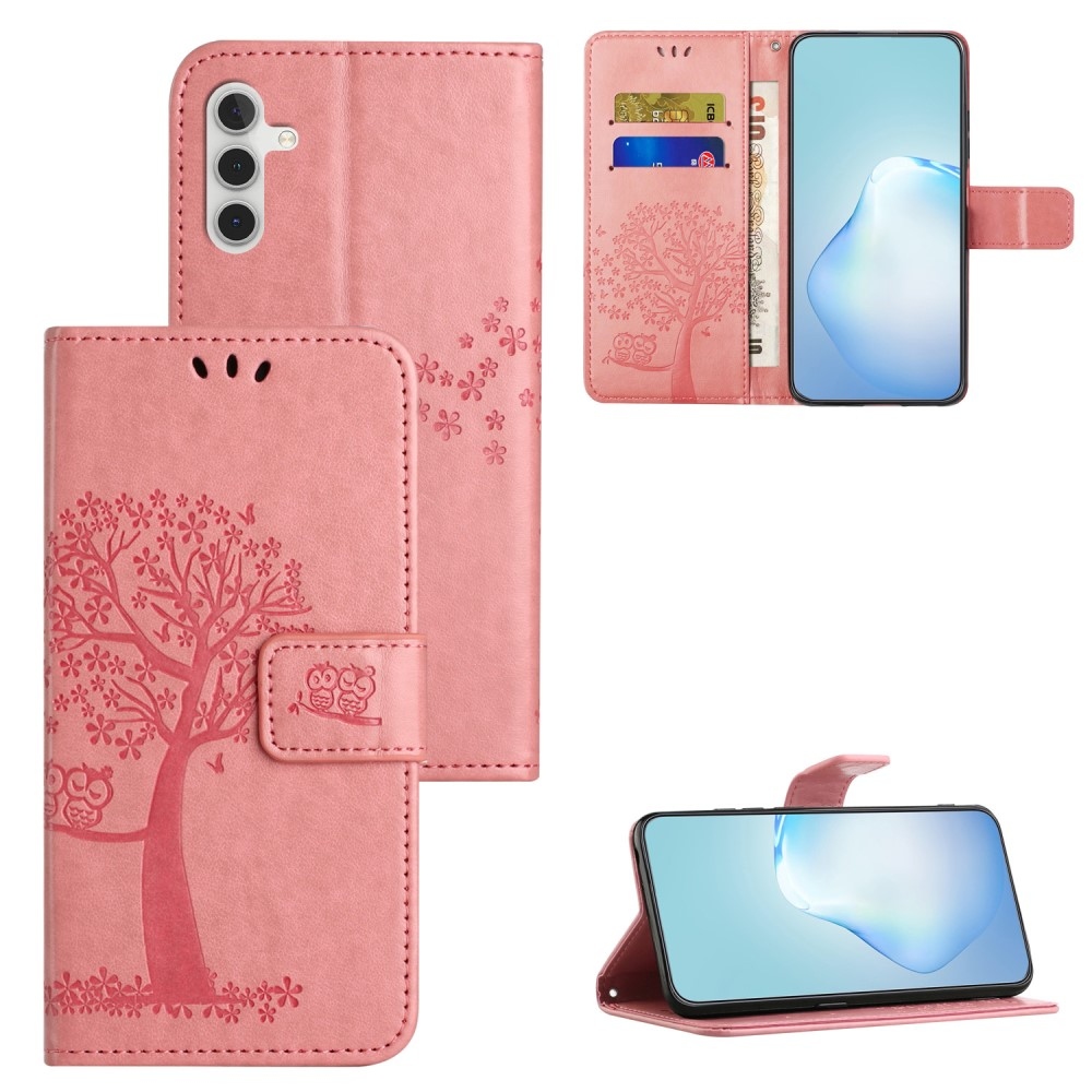 Fás könyv tok Samsung Galaxy A15 4G/5G készülékhez - rózsaszín