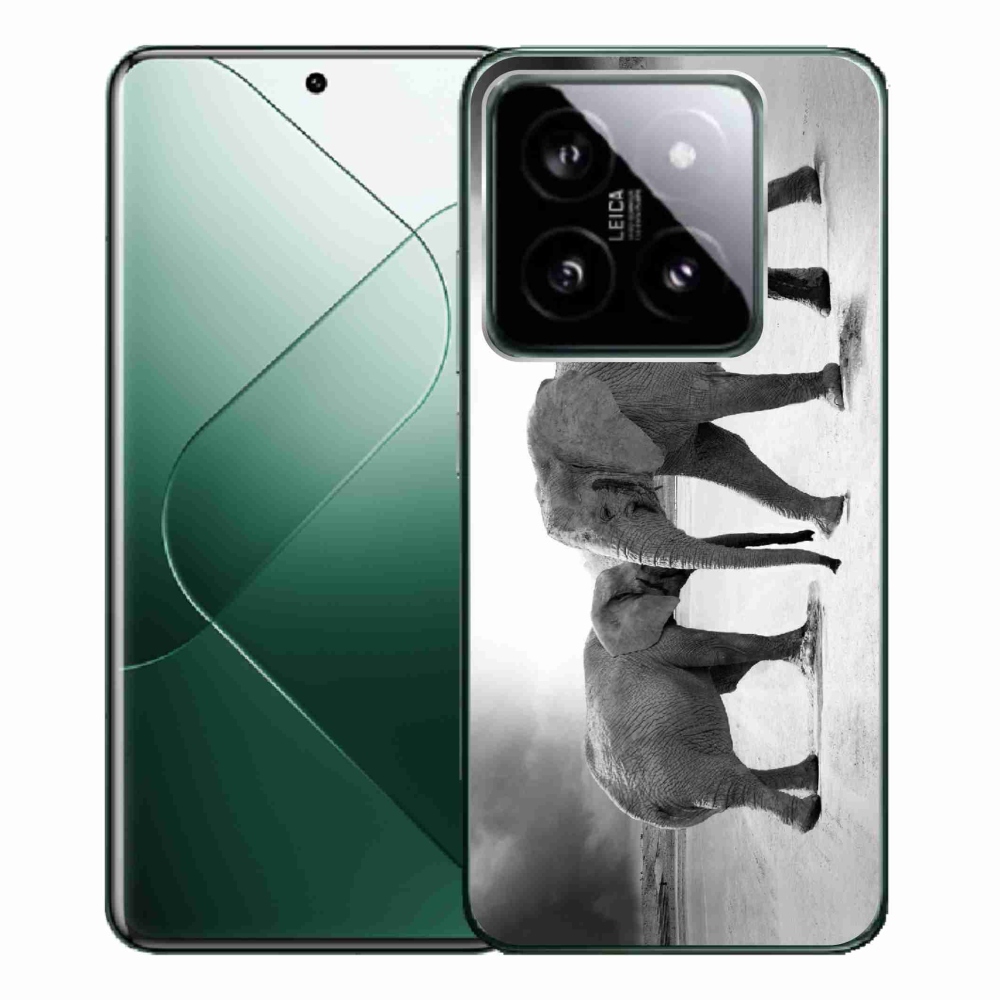 Gél borítás mmCase a Xiaomi 14 Pro számára - fekete és fehér elefántok