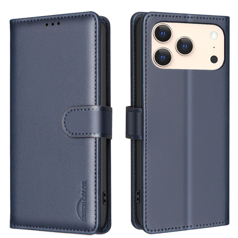 BINFEN könyv tok iPhone 17 Pro Max készülékhez - kék