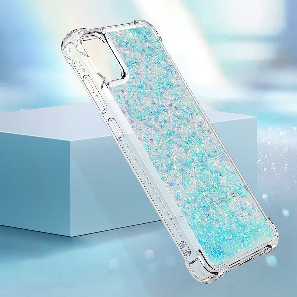 Glitter homokóra zselés tok Samsung Galaxy A06 4G - kék / csillagok