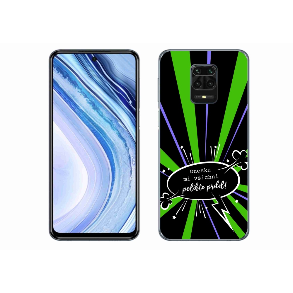 Gél borító mmCase a Xiaomi Redmi Note 9 Pro-hoz - vicces szöveg 15 fekete háttérrel