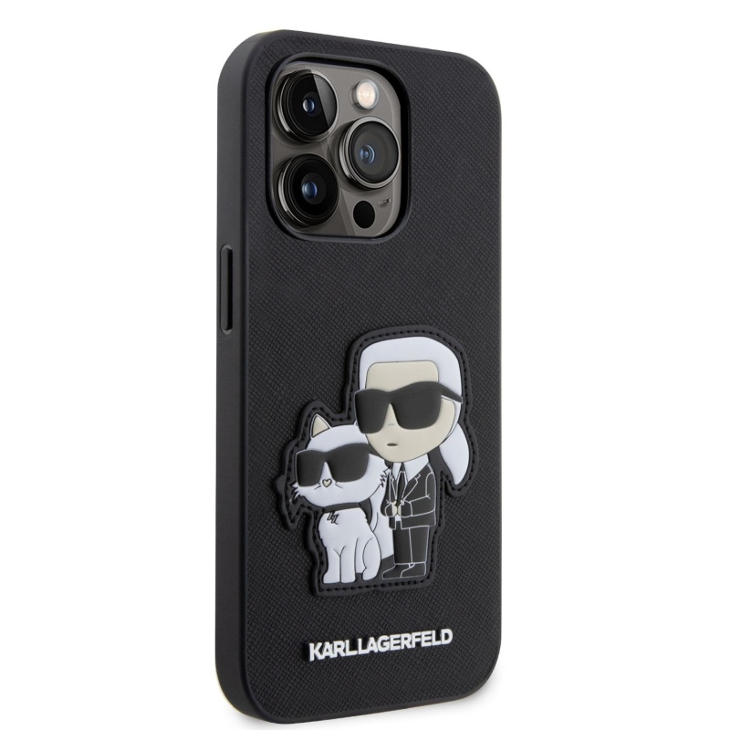Karl Lagerfeld PU Saffiano Karl és Choupette NFT hátlap az iPhone 14 Pro Max készülékhez Fekete