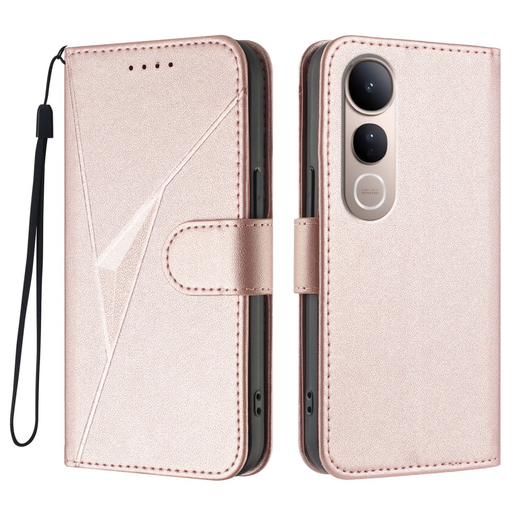 Háromszögek könyv tok a Vivo V50 Lite 4G/5G-hez - rózsa arany