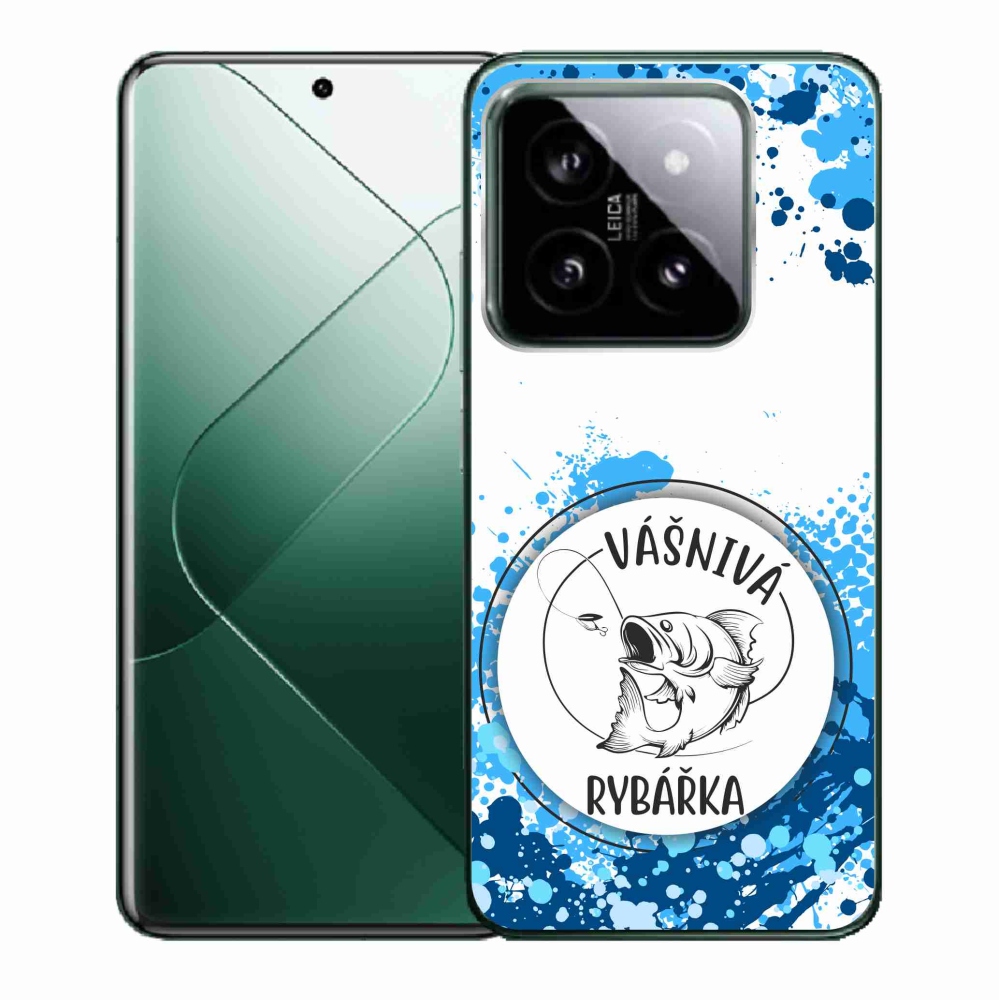 Gél borító mmCase a Xiaomi 14 - szenvedélyes halász fehér háttérrel