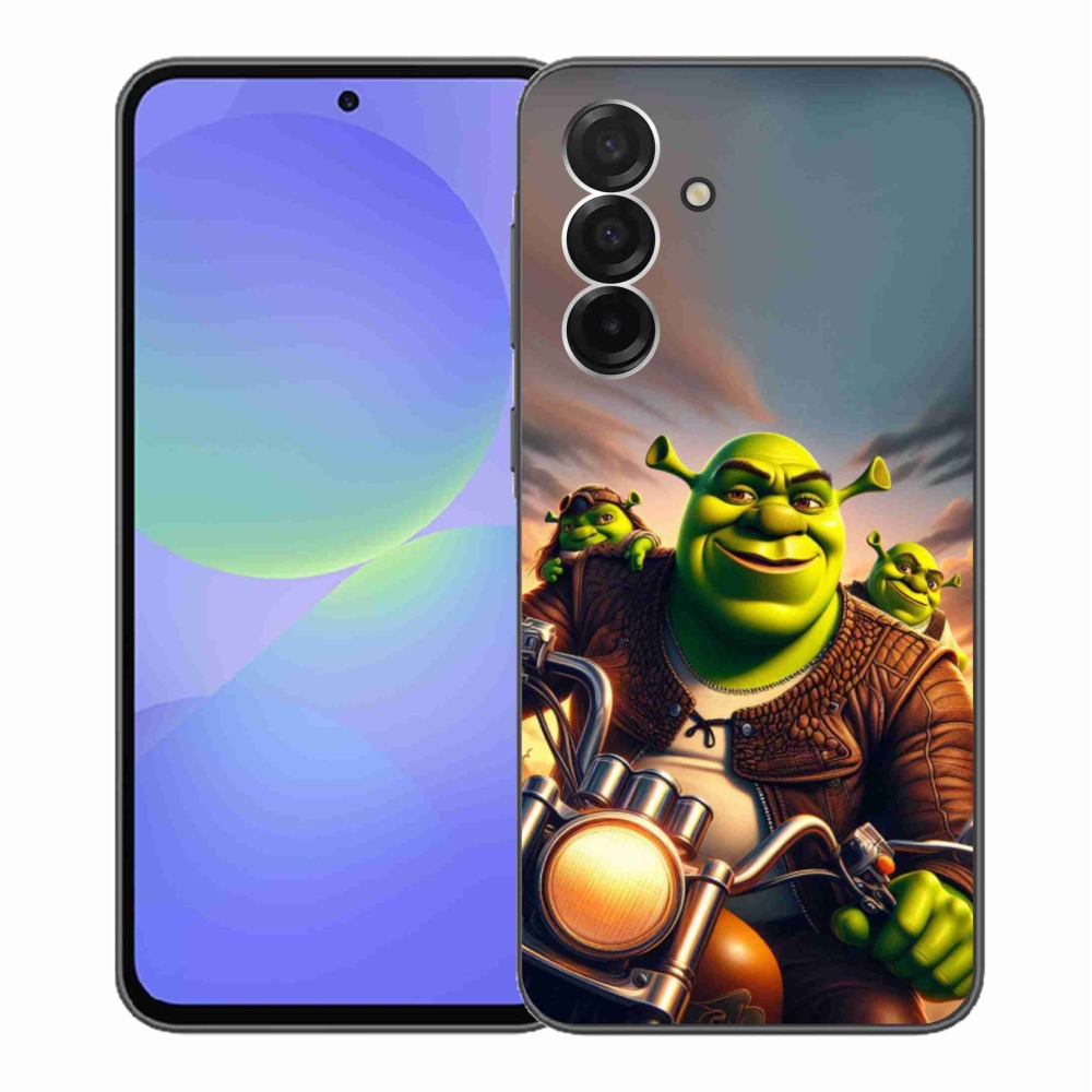 Zselés borítás mmCase Samsung Galaxy A36 5G - shrek egy motorkerékpárral