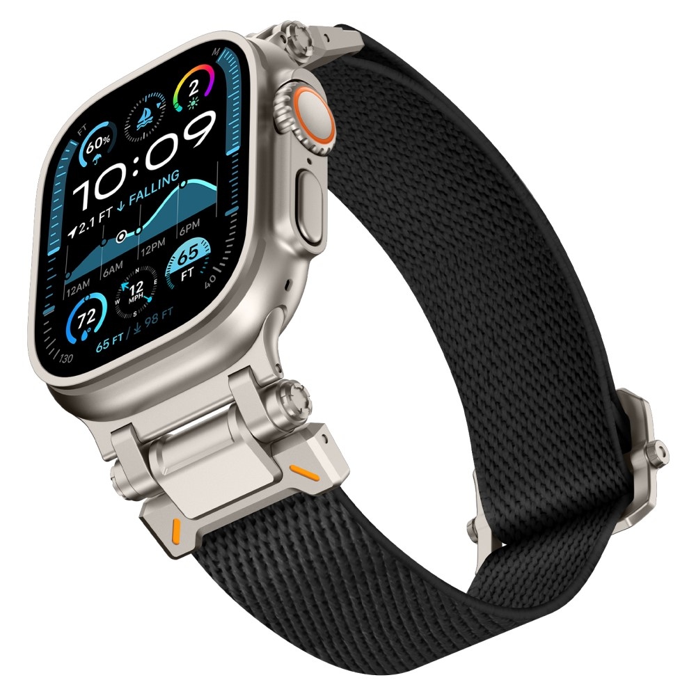 Titán nejlon szíj Apple Watch Ultra/Ultra 2 49mm/SE/SE 2022/2023 44mm/10 46mm/9/8/7 45mm/6/5/4 44mm/3/2/1 42 mm - fekete