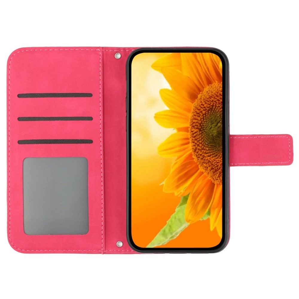 Napraforgó könyv tok a Xiaomi Redmi Note 14 Pro-hoz - rózsaszínű