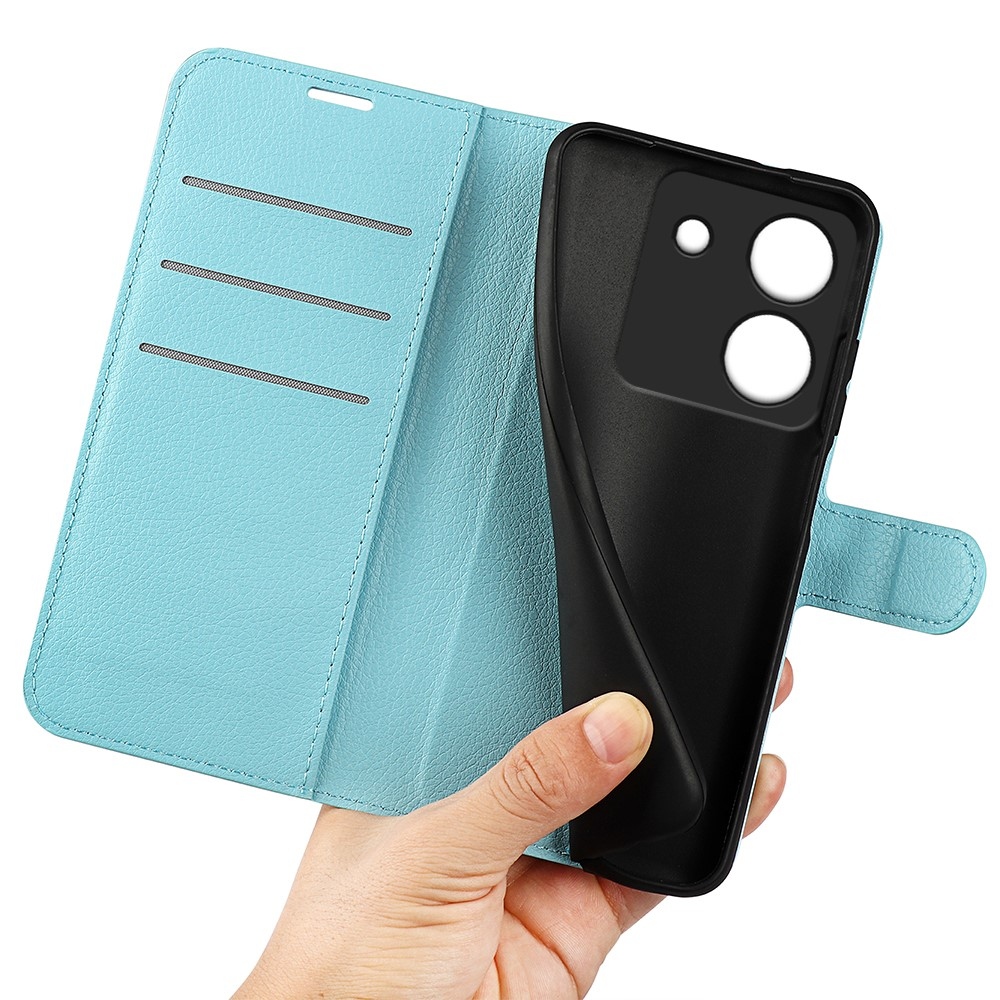 Litchi könyv tok a Xiaomi Poco M7 Pro 5G-hez - kék