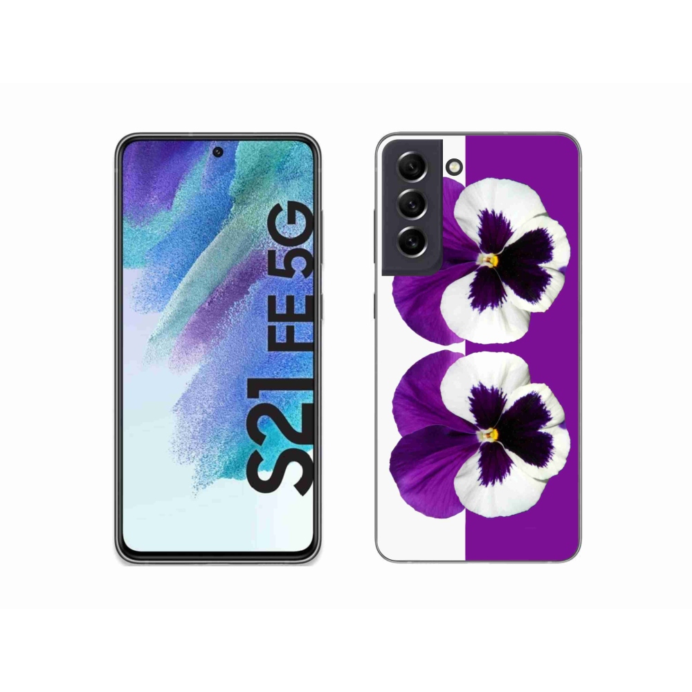 Gél védőhuzat mmCase Samsung Galaxy S21 FE 5G - lila és fehér virág
