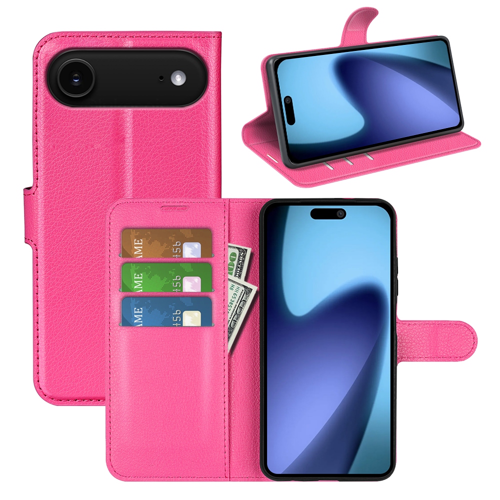 Litchi könyvtáska iPhone 17 Air készülékhez - rózsaszínű