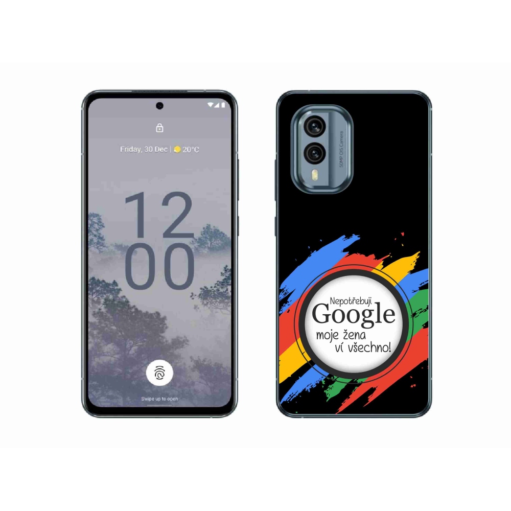 Zselés borítás mmCase a Nokia X30 5G készülékhez - a nő mindent tud fekete háttérrel