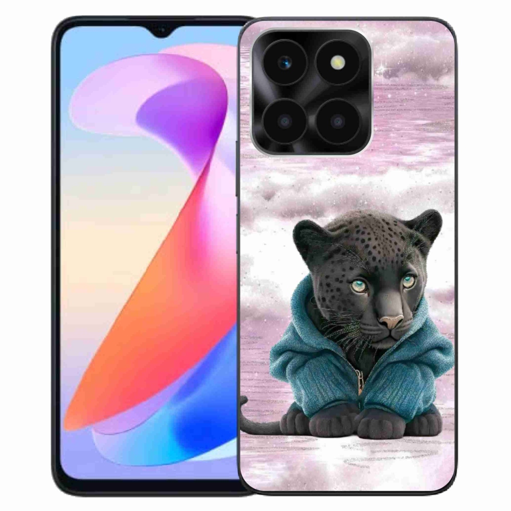Zselés borítás mmCase a Honor X6a számára - fekete párduc pulóverben