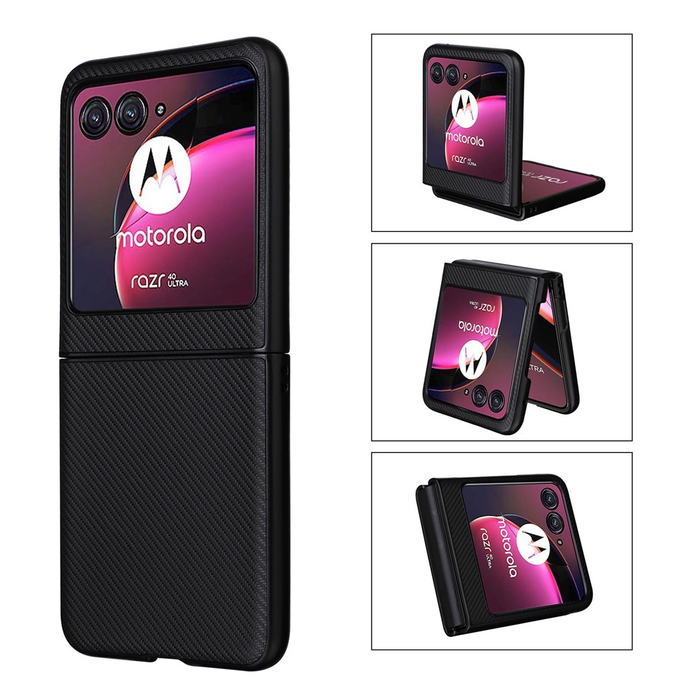 Textúrás műanyag borítás műbőrrel a Motorola Razr 40 Ultra 5G készülékre - fekete