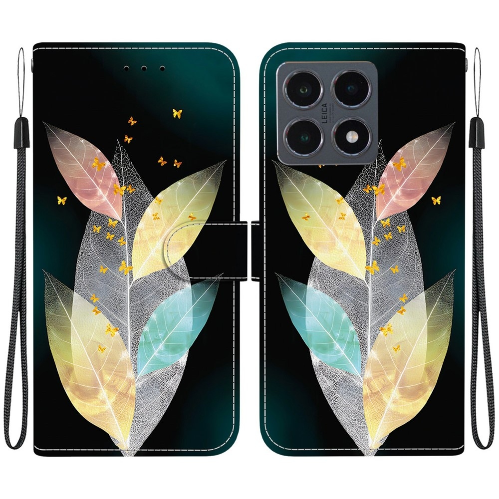Sokoldalú könyv tok a Xiaomi 15T-hez - színes levelek