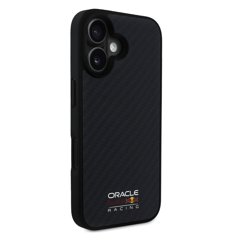 Red Bull Carbon fényes logóval ellátott MagSafe hátlap iPhone 16-hoz Fekete