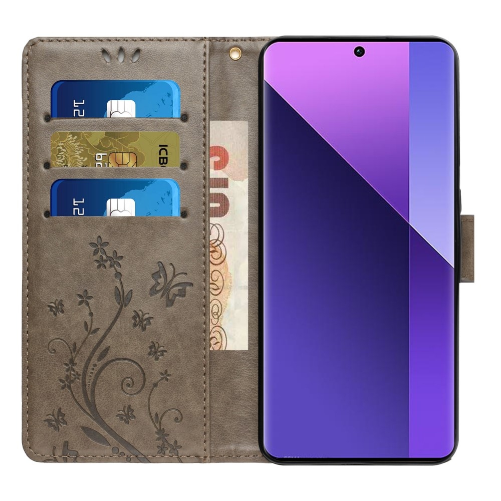 Virágok könyv tok Xiaomi 15 Pro-hoz - szürke