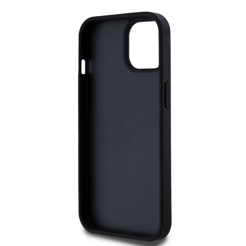 DKNY PU bőr kockás mintás és csíkos hátlapi borító iPhone 15-hez Fekete