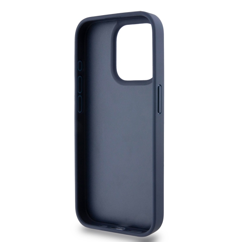 DKNY PU bőr ismétlődő mintás tonális csíkos hátlapi borító iPhone 14 Pro kékhez