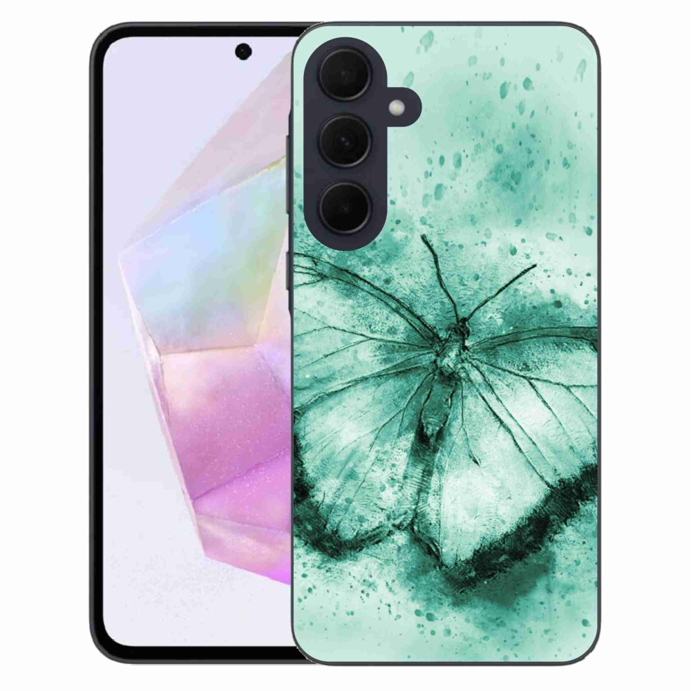 Gél tok mmCase a Samsung Galaxy A35 5G készülékhez - zöld pillangó