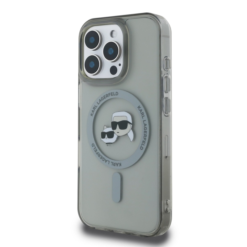 Karl Lagerfeld IML K&CH Heads fémkeret MagSafe hátlap iPhone 16 Pro Max-hoz Fekete