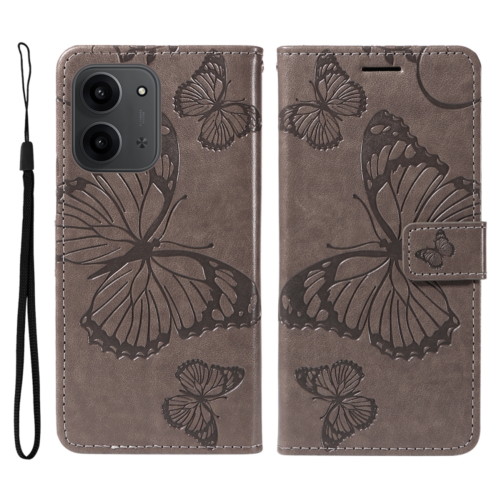 Nagy pillangó könyv tok Xiaomi Redmi 15C 4G/5G (173mm) - szürke