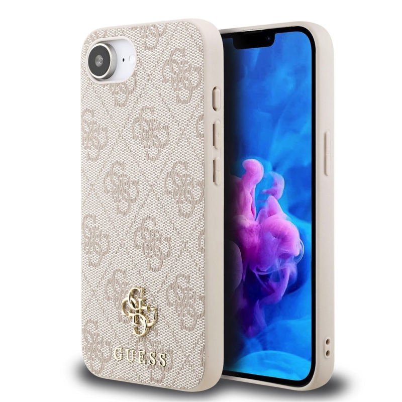 Guess PU 4G kis fém logós MagSafe hátlap iPhone 16e rózsaszínű iPhone 16e számára