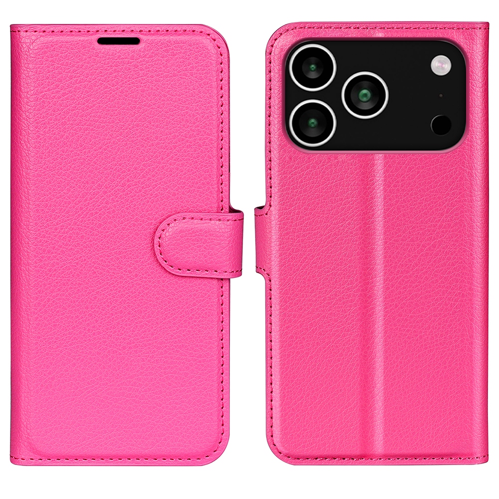 Litchi könyvtáska iPhone 17 Pro készülékhez - rózsaszínű