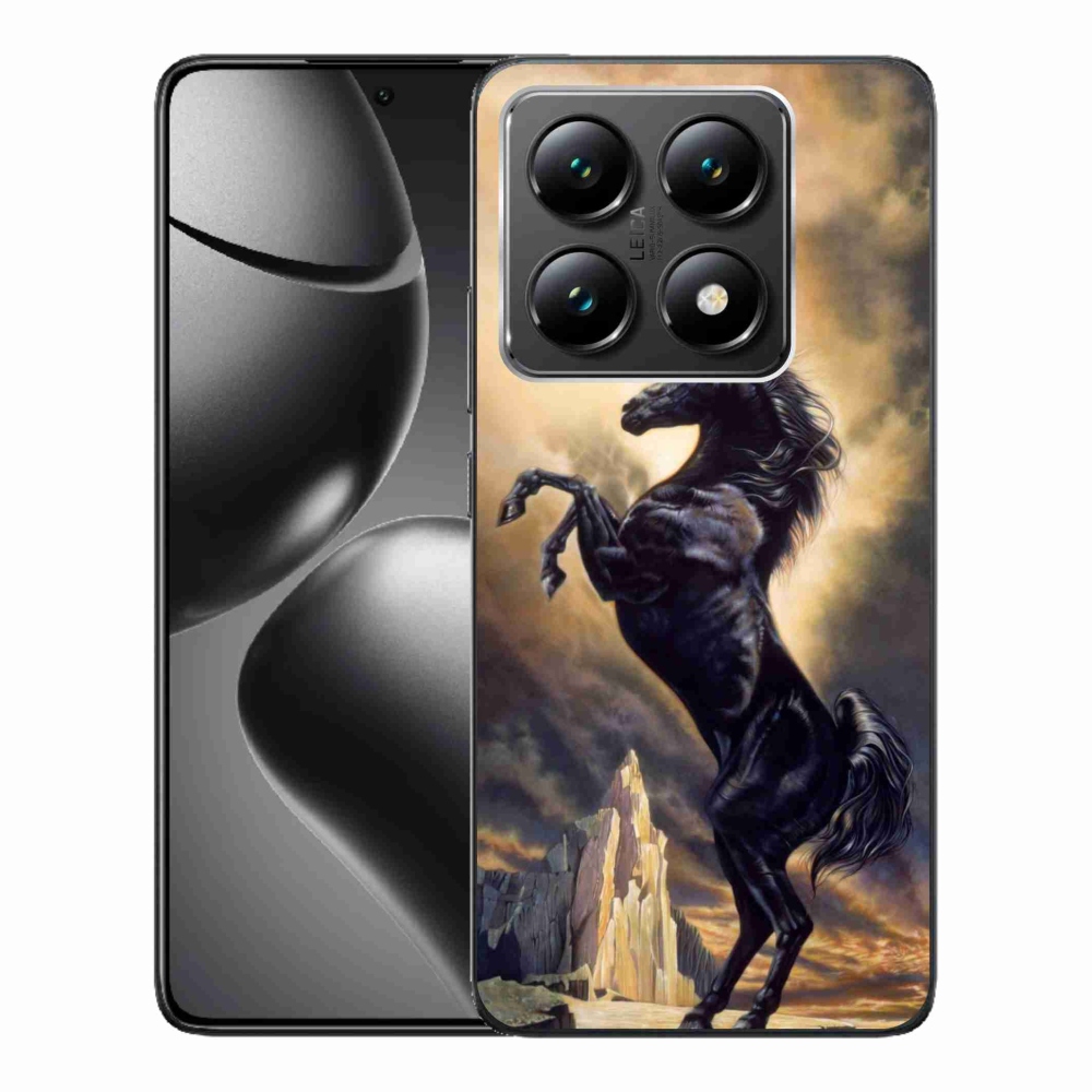 Gél borítás mmCase a Xiaomi 14T-hez - fekete rajzfilm ló