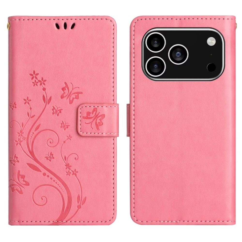 Virágok könyv tok iPhone 17 Pro készülékhez - rózsaszín