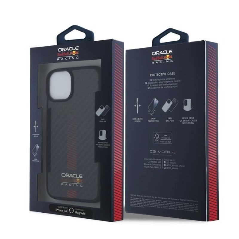 Red Bull Carbon Powerbar MagSafe MagSafe hátlap az iPhone 14 készülékhez Fekete