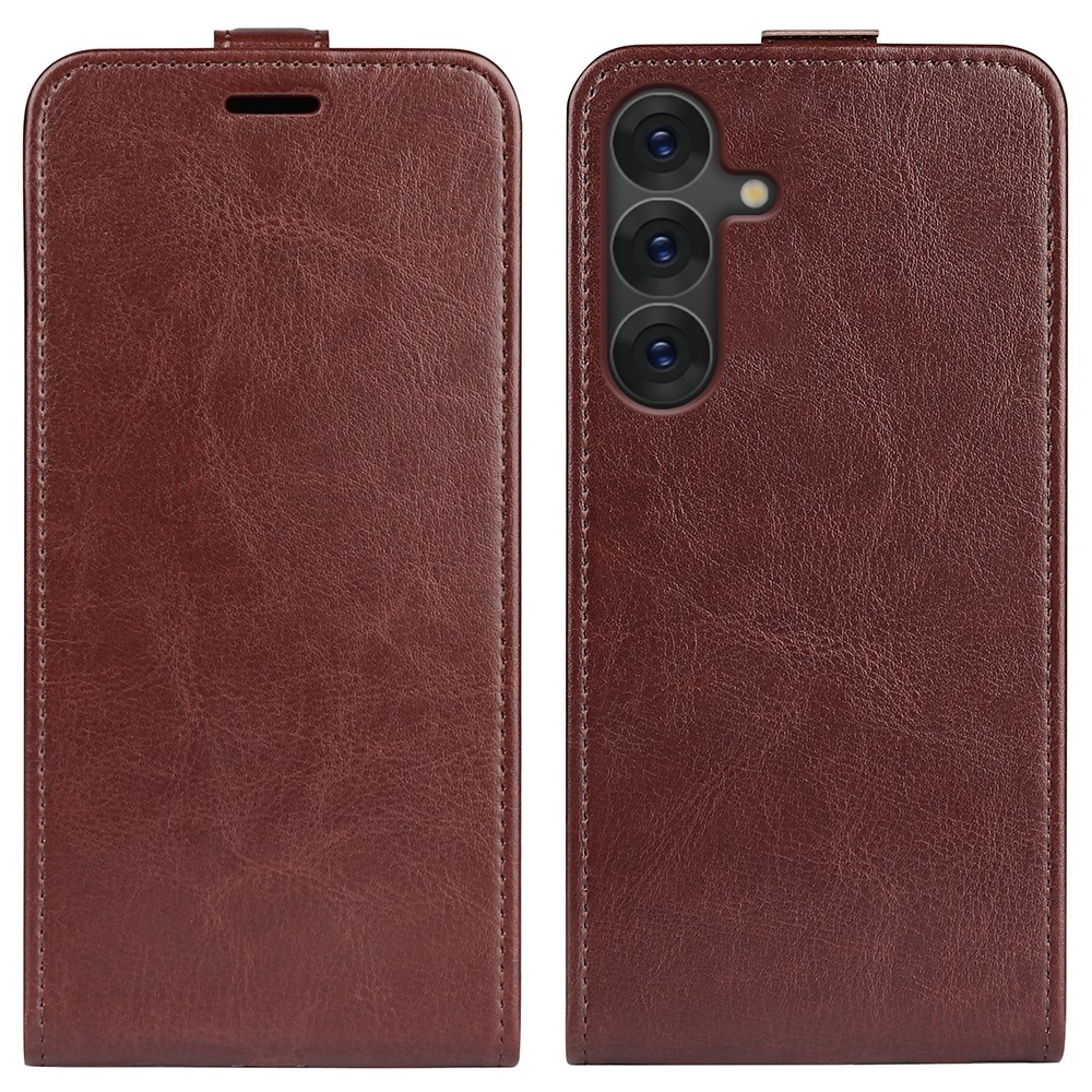 Függőleges könyvtáska Samsung Galaxy S25 készülékhez - barna