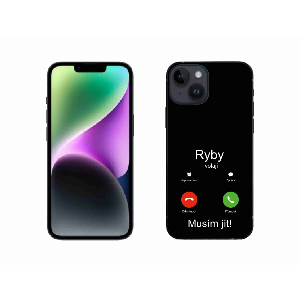 Gél borítás mmCase iPhone 14 készülékhez - hal hívás fekete háttérrel