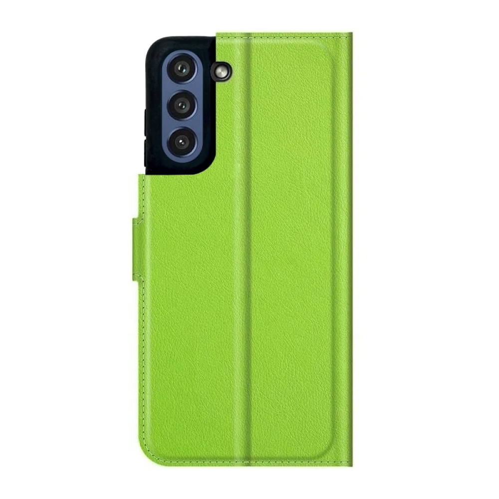 Litchi PU bőr pénztárca tok Samsung Galaxy S21 FE 5G számára - zöld
