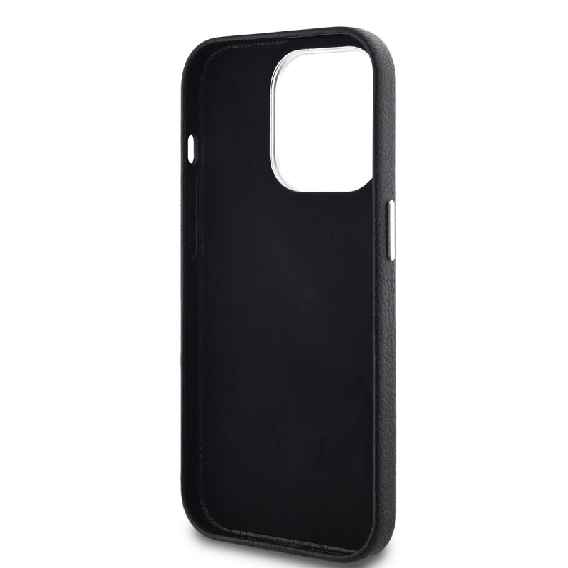Karl Lagerfeld szemcsés PU Hotel RSG hátlap iPhone 14 Pro Max-hoz Fekete