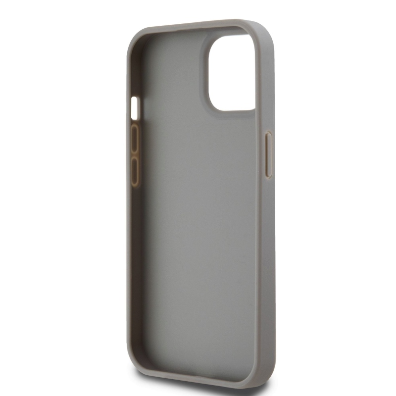 DKNY PU bőr ismétlődő mintás tonális csíkos hátlapi borító iPhone 15 bézs színűre
