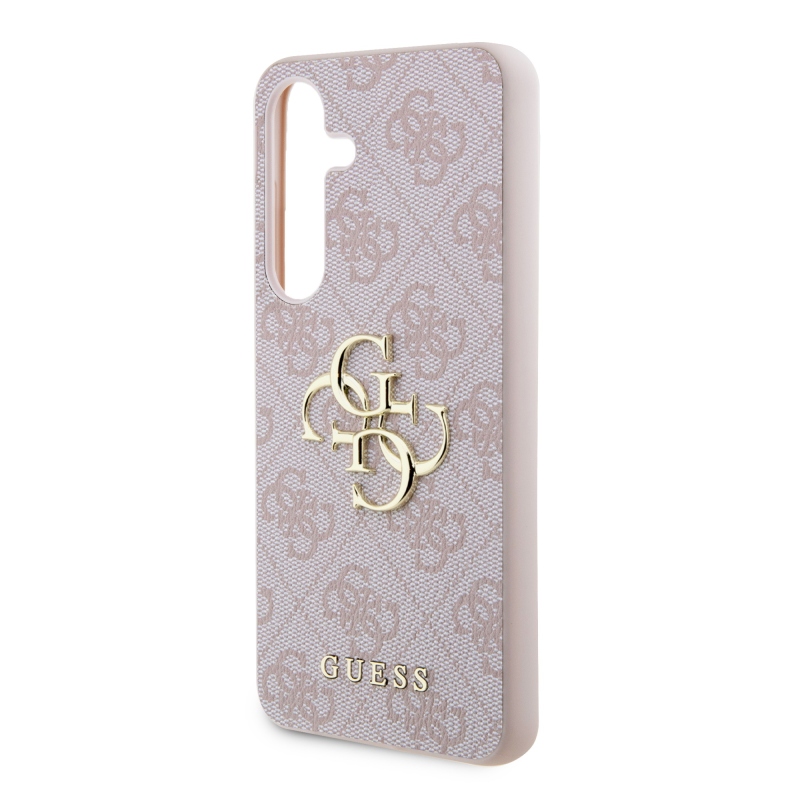 Guess PU 4G fém logós hátlap Samsung Galaxy S24 rózsaszínű borítóhoz