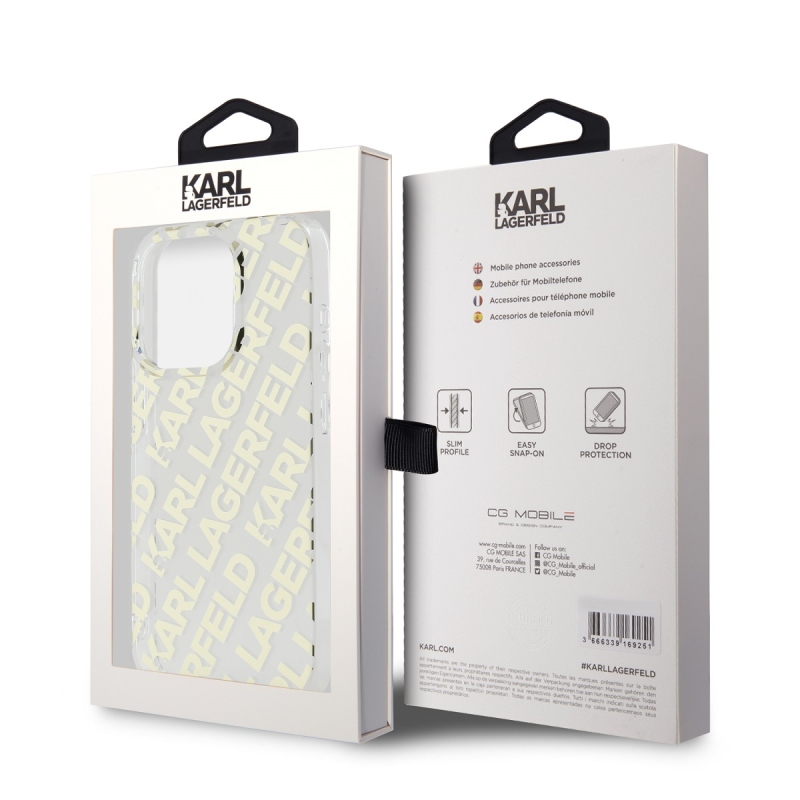 Karl Lagerfeld IML Electroplated Repeated Logo Back Cover for iPhone 15 Pro Max arany színben