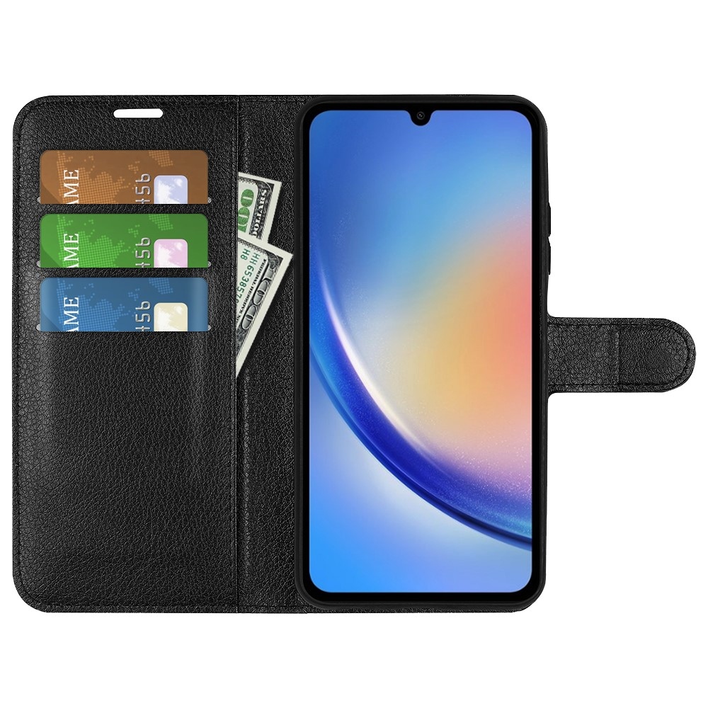 Litchi könyv tok Samsung Galaxy A35 5G - fekete