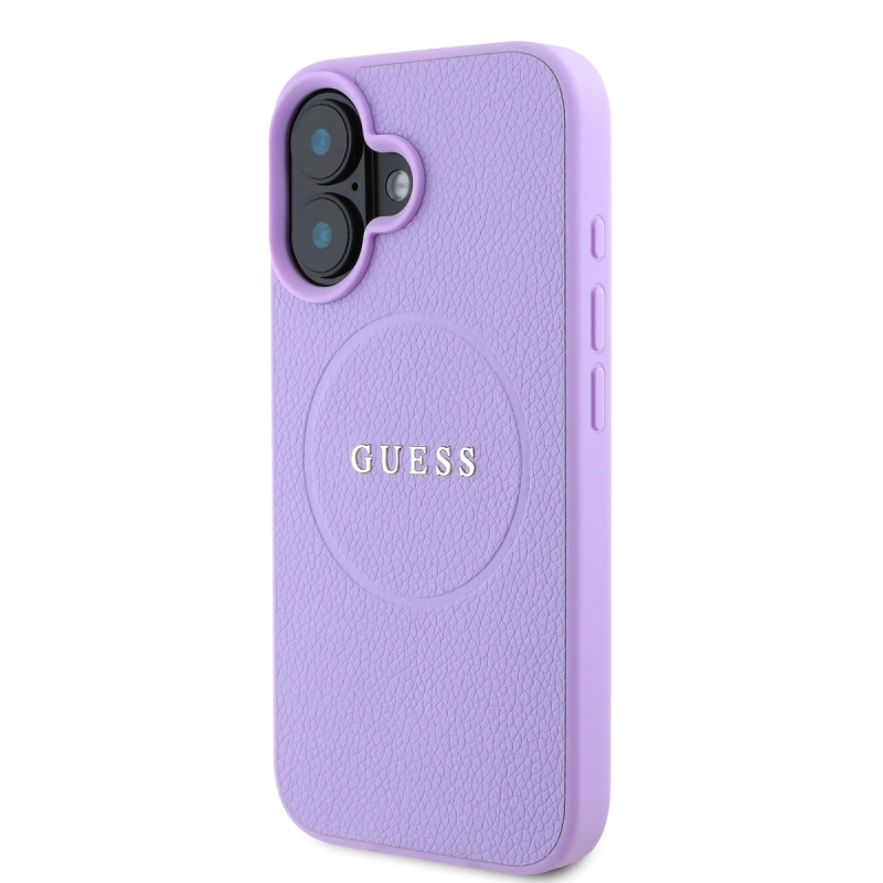 Guess PU szemcsés klasszikus logós MagSafe hátlap iPhone 16-hoz Lila