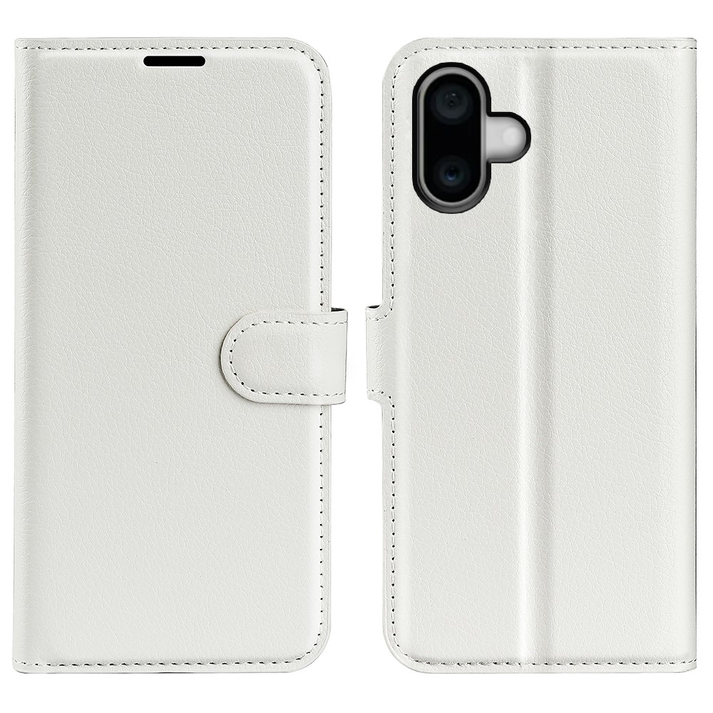 Litchi könyv tok iPhone 16 Plus készülékhez - fehér