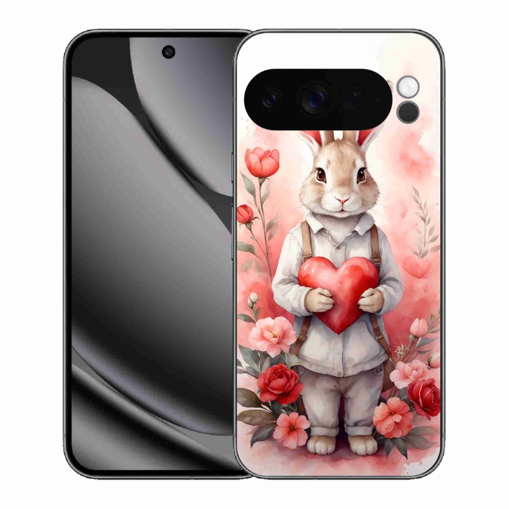 Gél borítás mmCase a Google Pixel 10 Pro XL számára - nyúl szívvel