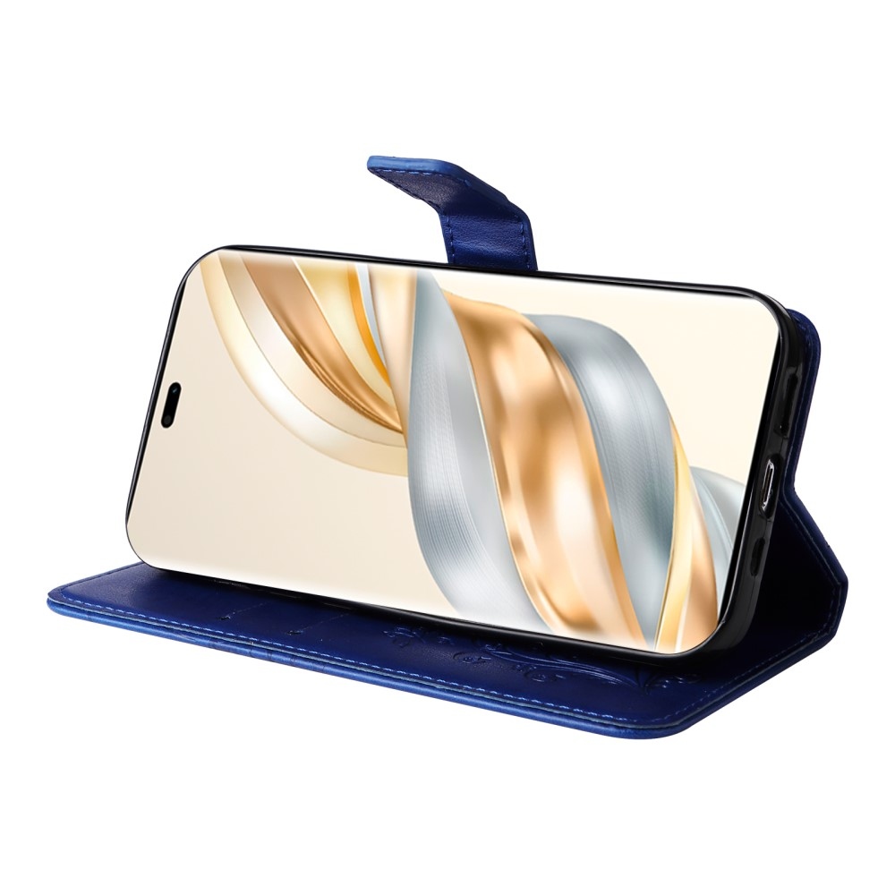 Nagy pillangó könyv tok a Honor Magic 7 Lite 5G számára - kék