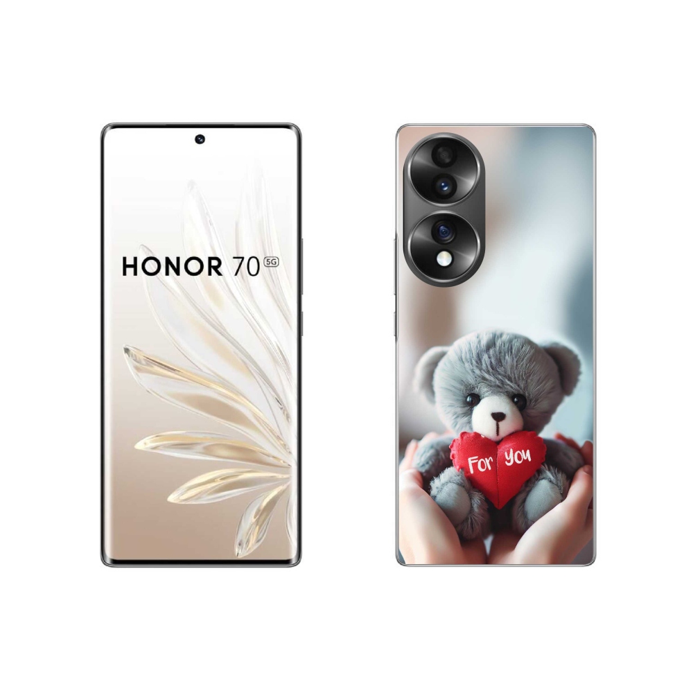 Gél borító mmCase a Honor 70-hez - mackó a szerelmesek számára