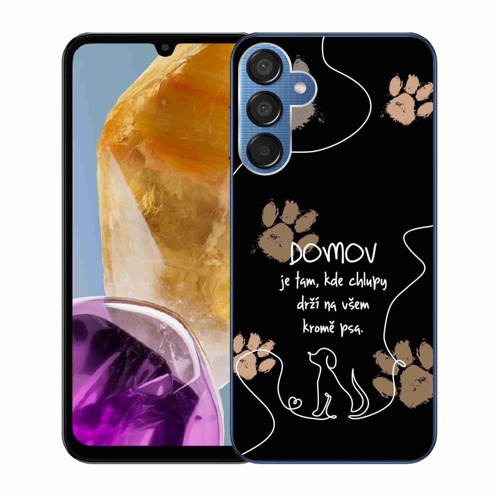 Gél borítás mmCase Samsung Galaxy M15 5G - kutya motívum fekete háttérrel